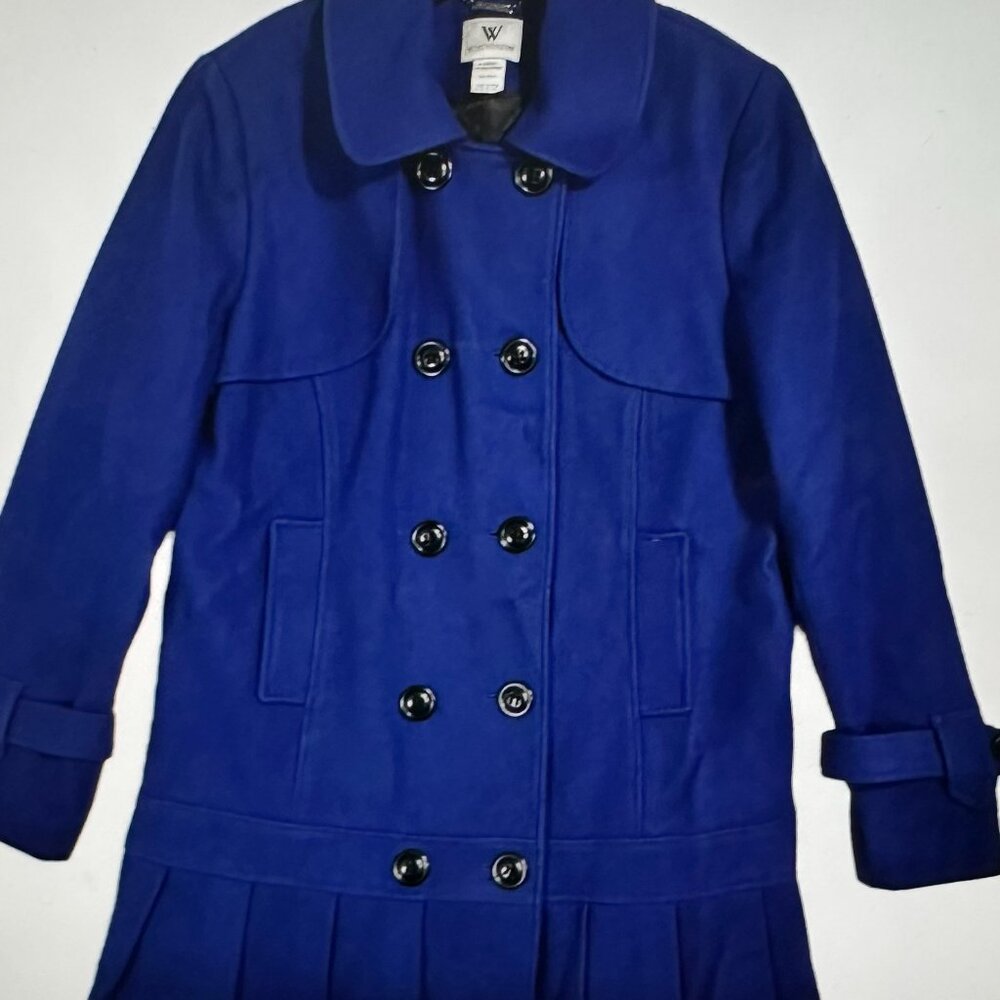 Y2K Blue Wool Worthington VTG Coat XL Corpcore Academia Classic 90 Pea-Coat BOHO - Picture 16 of 16